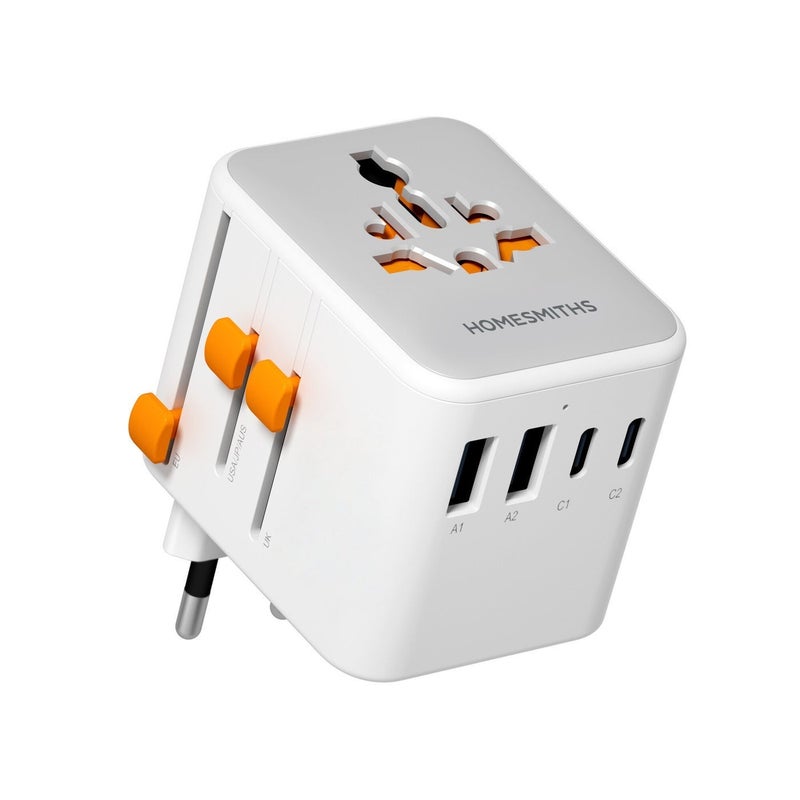 Homesmiths 28W Universal Travel Adapter with 2 USB-A & 3 USB-C Ports Fast Charging, Worldwide Plug Adapter, International Travel Adapter for UK EU US AUS, All-in-One Travel Charger for Phone & Tablet - Image 3