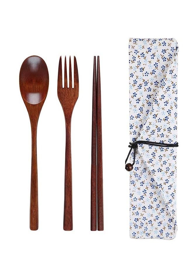 Umiwin Wooden Fork Spoon Wooden Chopsticks Three-piece Suit Travel Portable Tableware Nice  Dinnerware  - Image 1