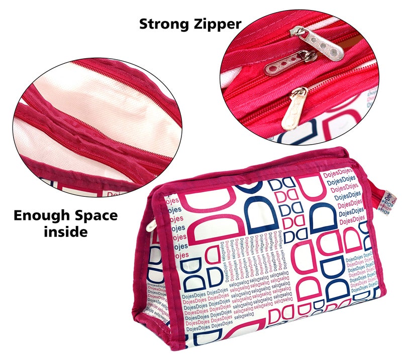 TULMAN Travel Cosmetic Pouch (Set of 3 Dojes Pink) - Multipurpose Organizer for Makeup, Jewelry, Toiletries & Accessories Organizer Synthetic Material - Compact & Lightweight - Unisex for Men & Women - Image 4