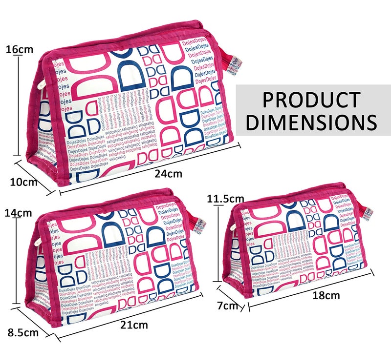 TULMAN Travel Cosmetic Pouch (Set of 3 Dojes Pink) - Multipurpose Organizer for Makeup, Jewelry, Toiletries & Accessories Organizer Synthetic Material - Compact & Lightweight - Unisex for Men & Women - Image 2