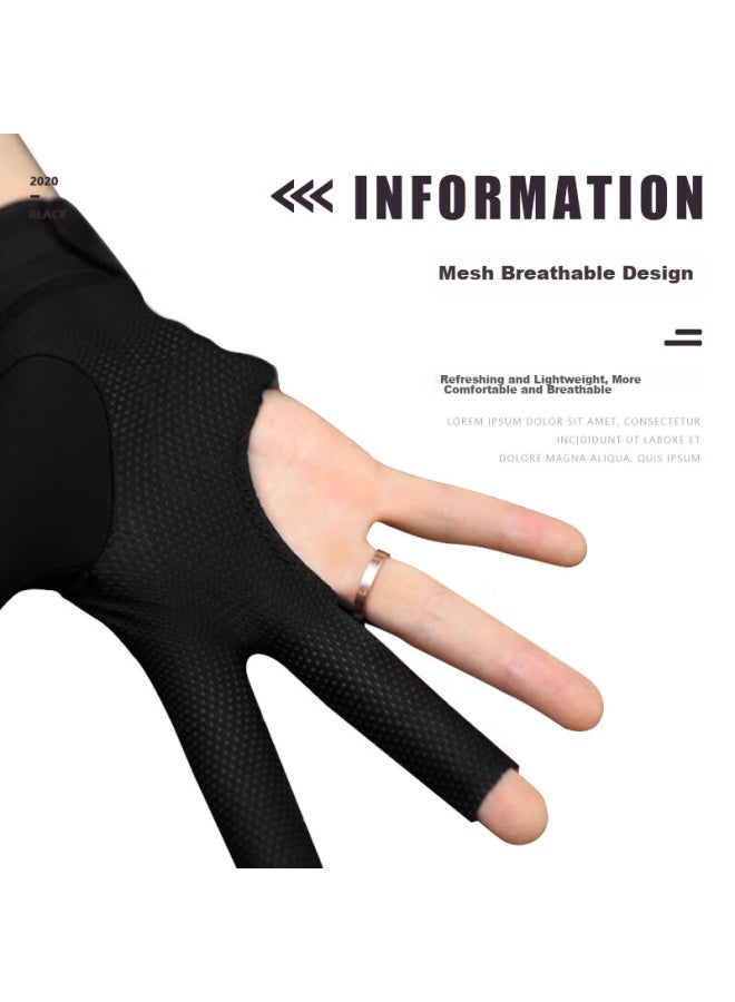 WEISHIDUN Professional Pool Gloves, Three-Finger Breathable Non-Slip Specialized Billiard Cue Accessories, Left Hand - Image 5