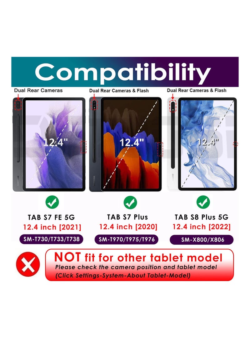Slim Leather Tri-Fold Case for Samsung Galaxy Tab S8 Plus 5G, 12.4" Cover for Galaxy Tab S8p/S7p/S7FE with Auto Sleep/Wake and Magnetic Stand. - Image 2