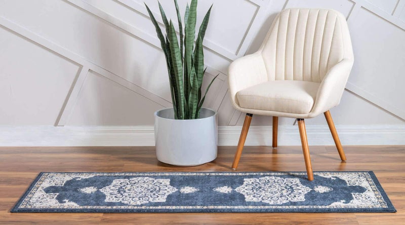 Unique Loom Utopia Collection Traditional Classic Vintage Inspired Area Rug with Warm Hues (2' 0 x 6' 0 Runner, Navy Blue/Beige) - Image 3