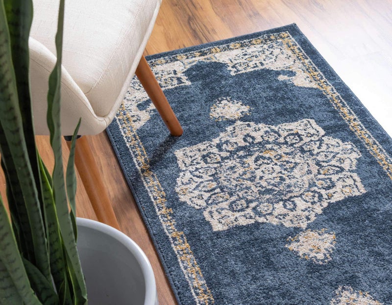 Unique Loom Utopia Collection Traditional Classic Vintage Inspired Area Rug with Warm Hues (2' 0 x 6' 0 Runner, Navy Blue/Beige) - Image 4