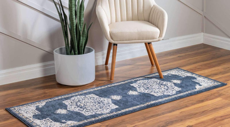 Unique Loom Utopia Collection Traditional Classic Vintage Inspired Area Rug with Warm Hues (2' 0 x 6' 0 Runner, Navy Blue/Beige) - Image 2