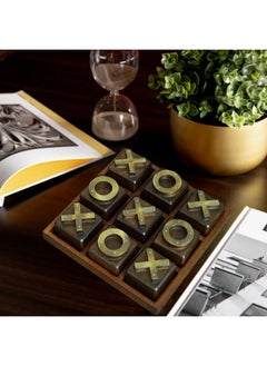 LABZIO LABZIO Home Premium Wood Tic-Tac-Toe Board Game with Brass Signs, Hand Crafted and Polished, Outdoor/Indoor Party Set Toy for Children/Adults Perfect for Entertainment, Coffee Table Home Decor  - Image 3