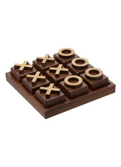 LABZIO LABZIO Home Premium Wood Tic-Tac-Toe Board Game with Brass Signs, Hand Crafted and Polished, Outdoor/Indoor Party Set Toy for Children/Adults Perfect for Entertainment, Coffee Table Home Decor  - Image 1
