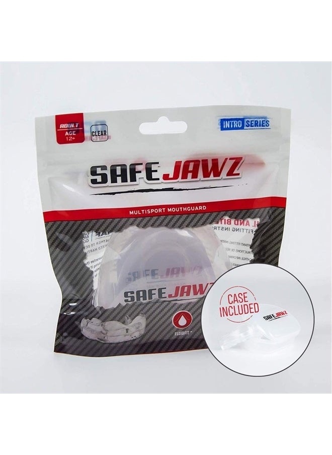 SAFEJAWZ - Mouthguard Slim Fit, Adults and Junior Mouth Guard with Case for Boxing, Basketball, Lacrosse, Football, MMA, Martial Arts, Hockey and All Contact Sports (Clear, Youth (Up to 11 yrs)) - Image 1