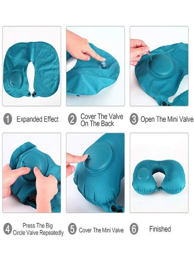 Sakar Sales Travel Pillow Backpack Neck Manual Press Automatic Inflatable Pillow Care Head Cervical Waist Office Rest Travel Camping Best Flying Gift U-Shaped Light Blue Breathable Comfort Multi Color - Image 5