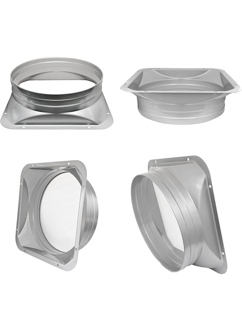 فلانجة موصل مجرى هواء 8 بوصة، فلانجة أنبوب معدني مستقيم واجهة مربعة إلى دائرية للتهوية والتبريد والتدفئة وأنظمة تكييف الهواء مع مسامير - Image 3