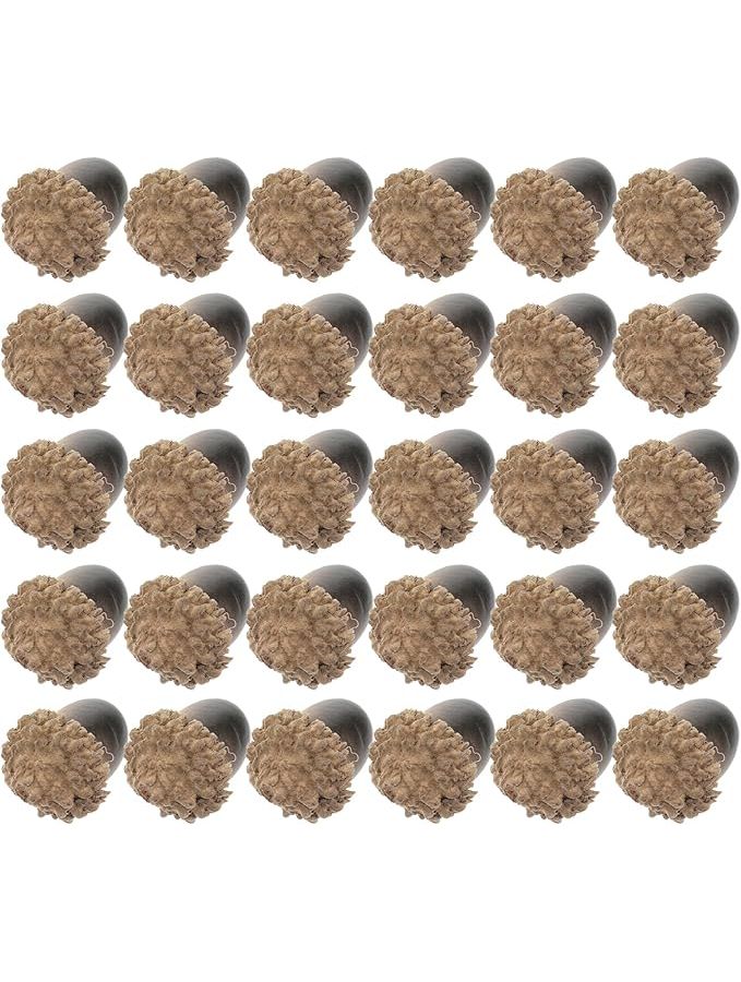 50 Acorn Props Artificial Lifelike Small False Nuts Home Kitchen Decor Khaki - Image 1