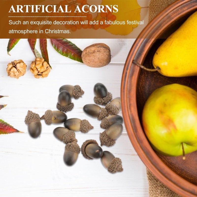 50 Acorn Props Artificial Lifelike Small False Nuts Home Kitchen Decor Khaki - Image 5