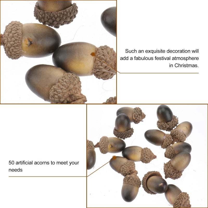 50 Acorn Props Artificial Lifelike Small False Nuts Home Kitchen Decor Khaki - Image 3