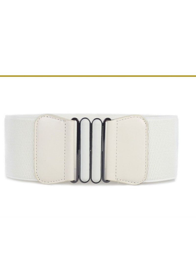 Loquat Simple Ultra Wide Women's Decoration On Buckle Waist Seal Elastic 90g  White 