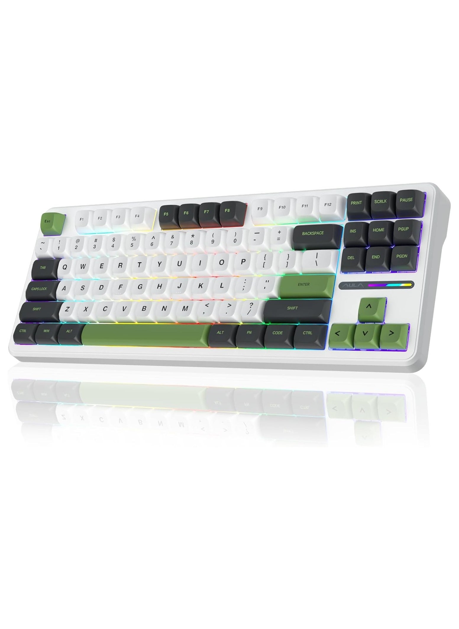 AULA F87 PRO Wireless Mechanical Keyboard,80% TKL Custom Hot Swappable Keyboard, Gasket Mount Gaming Keyboard with PBT Keycaps, Pre-lubed Greenwood V4 Switch,2.4GHz/USB-C/BT5.0 RGB Backlit Mechanical Keyboard 