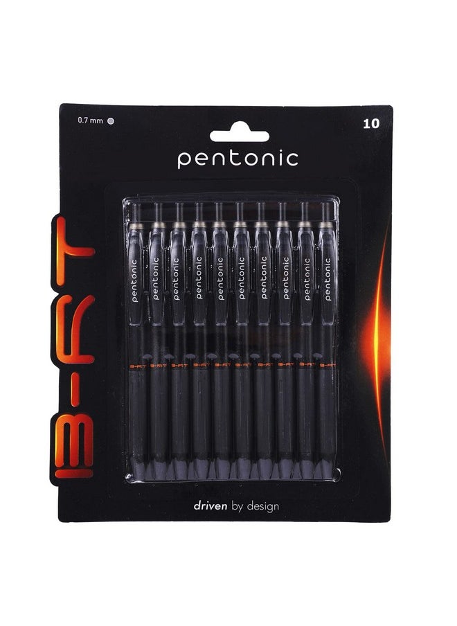 Pentonic Pentonic B-RT 0.7mm Retractable Ball Pen Blister Pack | Black Ink | Set of 10  - Image 1