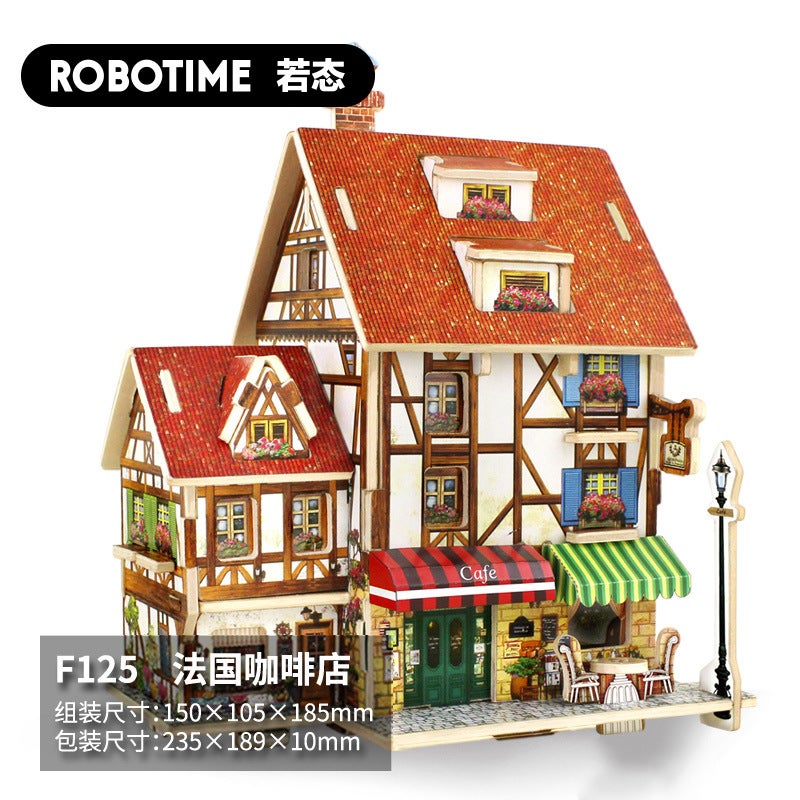 Ruostate Ruolai Wooden 3D Three-Dimensional Puzzle Children'S Educational Toys Diy Cabin Building Assembled Model Gift - Image 5