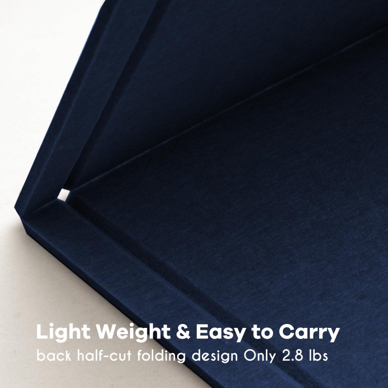 lightomorrow Large Bulletin Board - 48 x 36 Inches, Decorative Felt Pin Board for Wall - 4' x 3' Foldable Photo Display Board with Self-Adhesive Tape, Includes 20 Push Pins - Dark Blue - Image 3