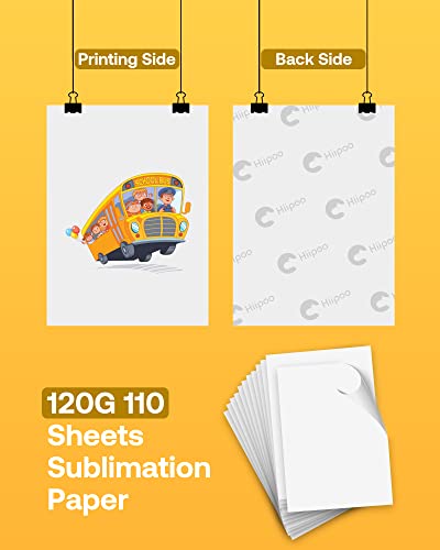 Hiipoo Sublimation Paper 8.5x14 Inch, Work with Sublimation Ink and E Sawgrass Inkjet Printers for Mugs T-Shirts Light Fabric and Other Sublimation Blanks (110 Sheets, 120G) - Image 2
