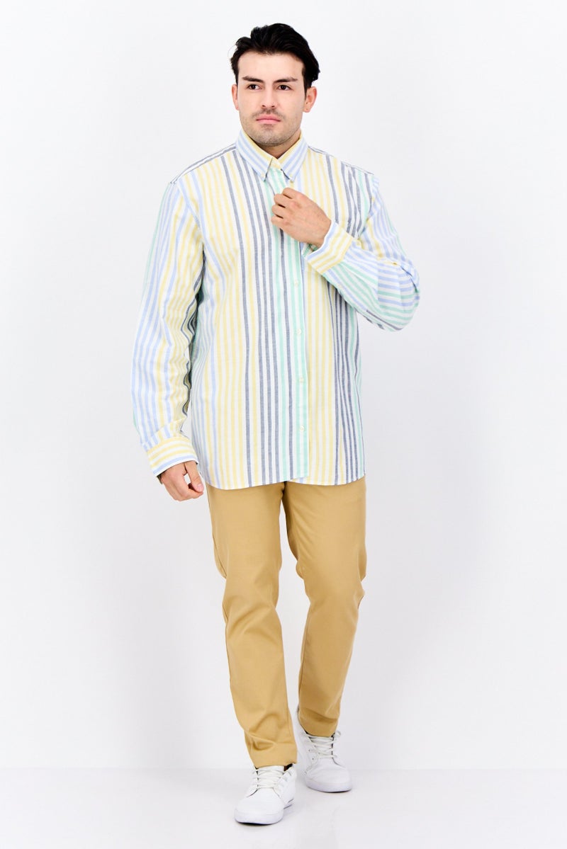 GAP Men Standard Fit Chambray Long Sleeves Casual Shirt, White - Image 4