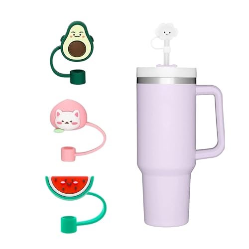 PUTHAK 3pcs Silicone Straw Covers | Reusable 8mm Straw Toppers | Dust-Proof Straw Cap Lids for Tumblers & Cups | Please Note Any 3 Random Character Will Be Sent - Image 1