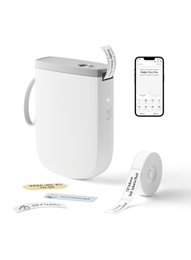 Arabest Mini Label Maker Machine, Portable Thermal Label Printer with 1 Rolls Thermal Paper Handheld Name Price Sticker Printer BT Wireless Connection for Home Office Kitchen Supermarket Store - Image 1
