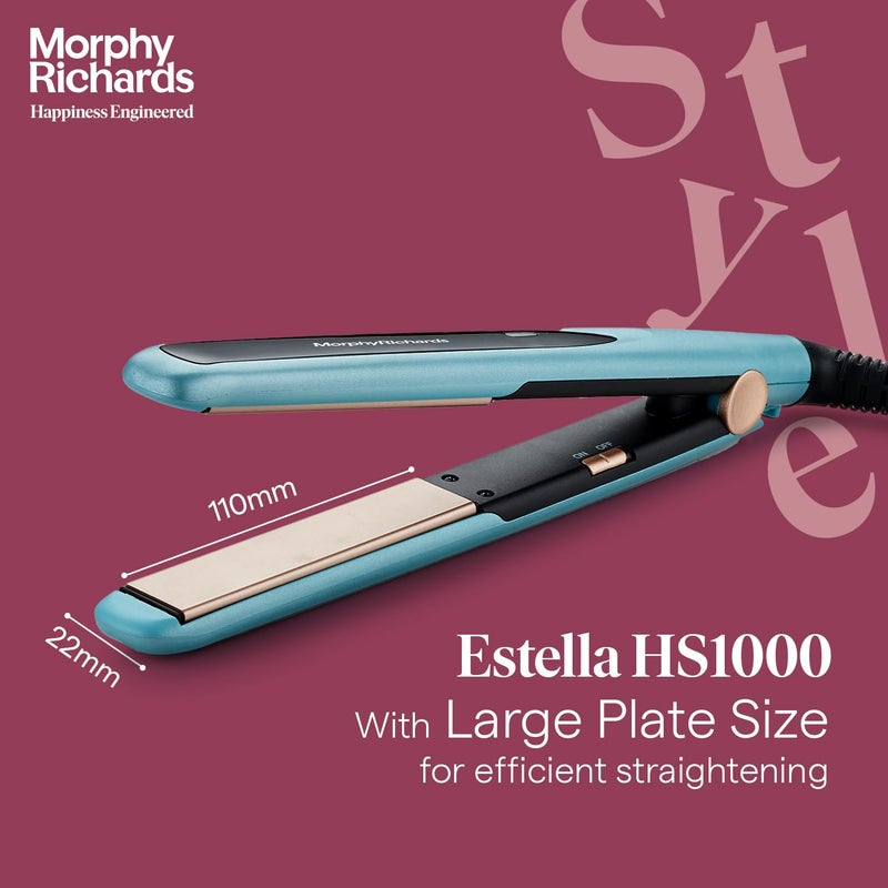Morphy Richards HS1000 Hair Straightener for Women Large Ceramic Heating Plate Temperature Upto 210CQuick Heating in 60SecEasy Plate Lock2Yr WarrantyAqua Blue  BlackGift for Her - Image 2