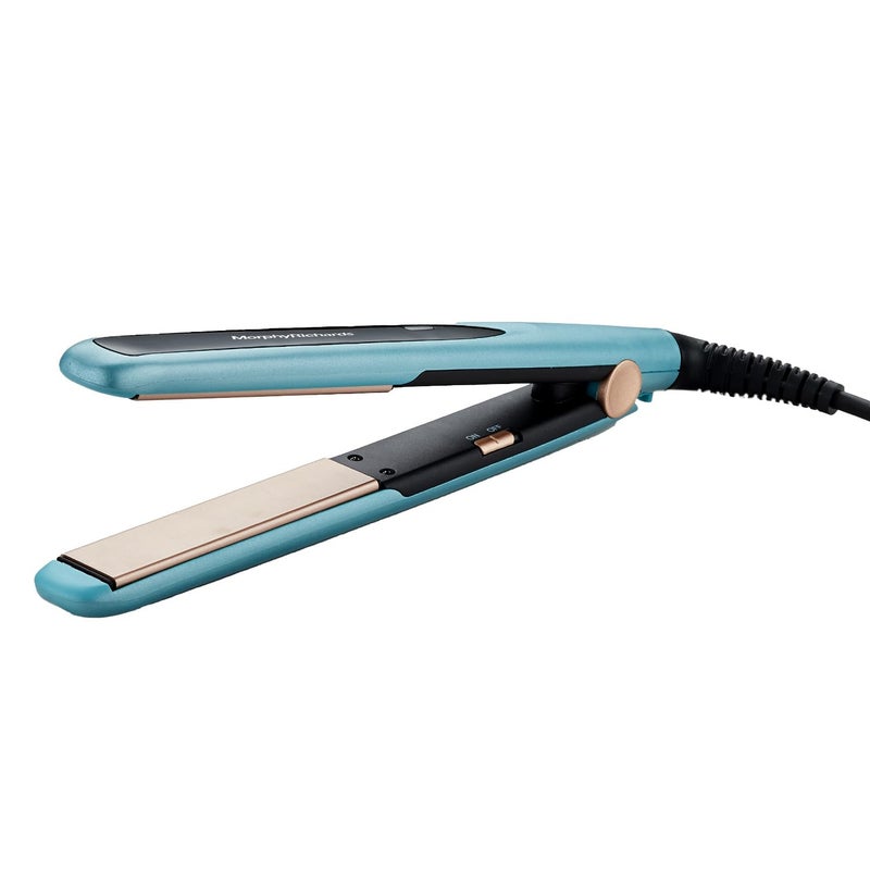 Morphy Richards HS1000 Hair Straightener for Women Large Ceramic Heating Plate Temperature Upto 210CQuick Heating in 60SecEasy Plate Lock2Yr WarrantyAqua Blue  BlackGift for Her - Image 1