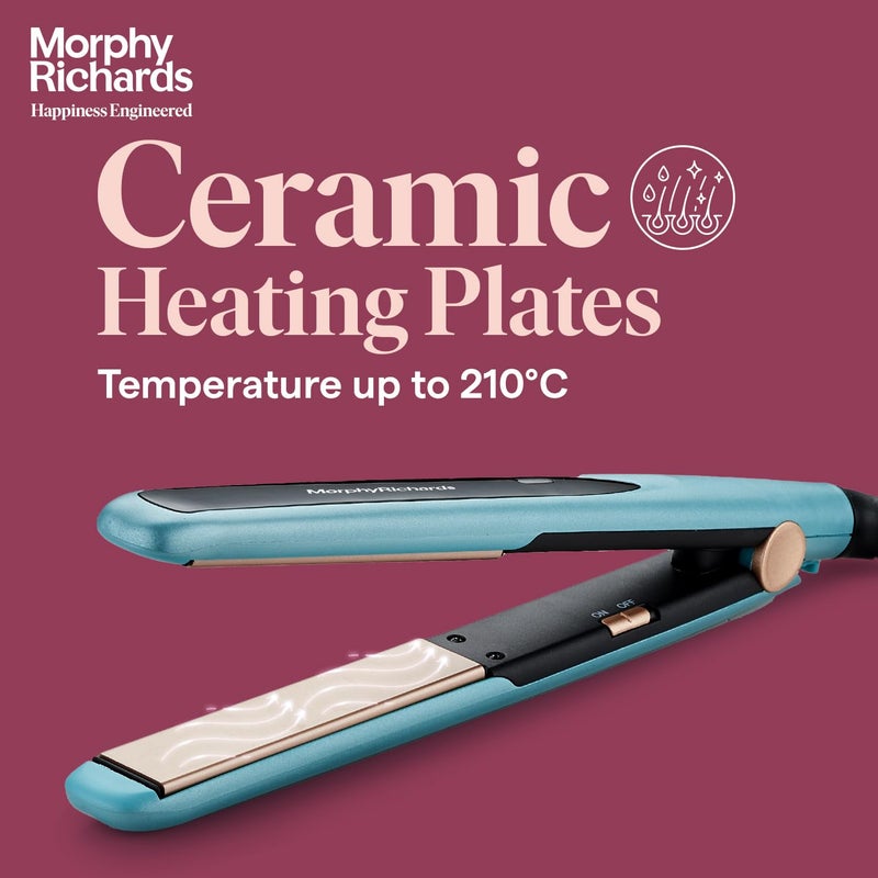 Morphy Richards HS1000 Hair Straightener for Women Large Ceramic Heating Plate Temperature Upto 210CQuick Heating in 60SecEasy Plate Lock2Yr WarrantyAqua Blue  BlackGift for Her - Image 3