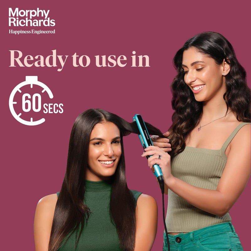 Morphy Richards HS1000 Hair Straightener for Women Large Ceramic Heating Plate Temperature Upto 210CQuick Heating in 60SecEasy Plate Lock2Yr WarrantyAqua Blue  BlackGift for Her - Image 4