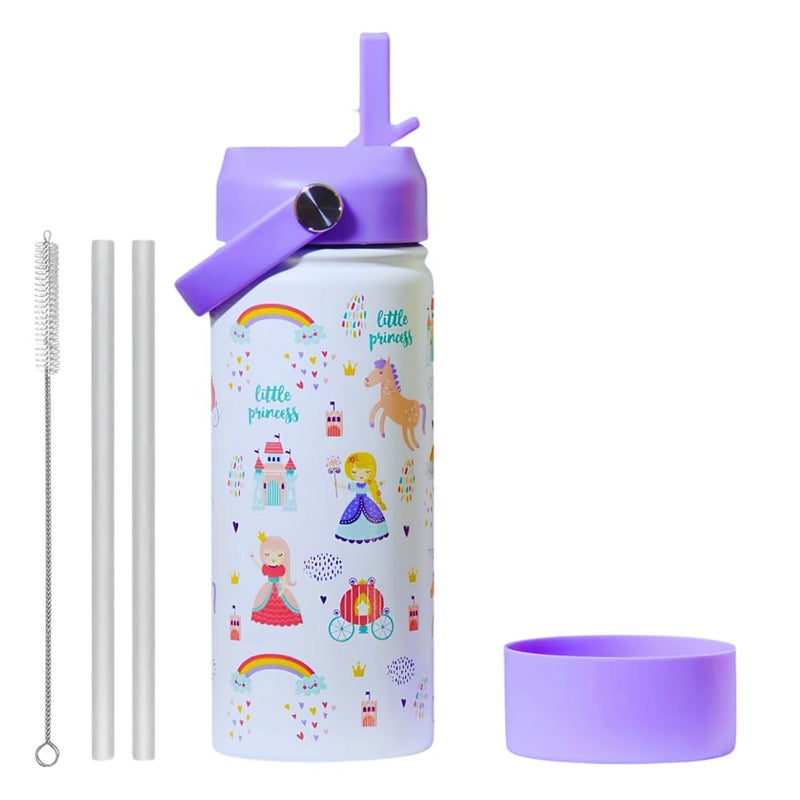 TOM  BELL Insulated Water Bottle for Kids 500ml,Double Wall Water Bottle for School, Sipper Bottle,Hot and Cold, Premium 304 Stainless Steel (Princess, 500ml) - Image 1
