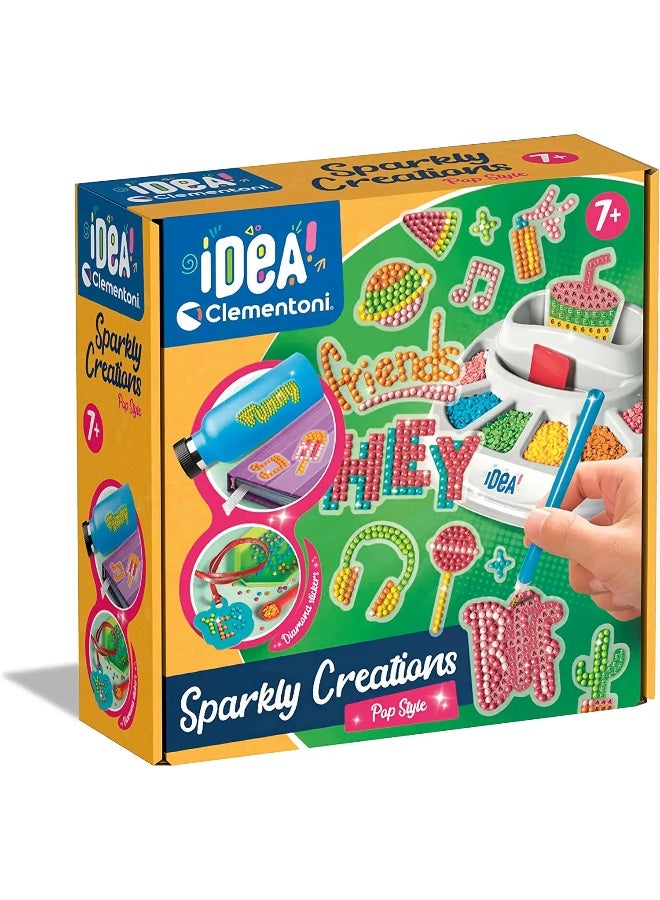 Clementoni Idea Sparkly Creations Pop Style | Do it Yourself | DIY Craft Kit | Educational & Learning | Creative Gift for Kids and Adults - Image 1