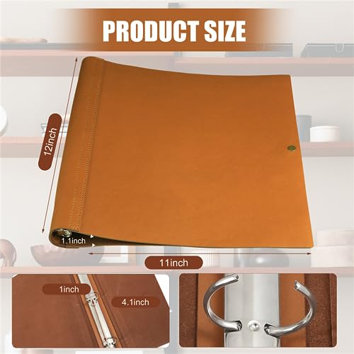 Teling 1 Pcs Leather 3 Ring Binder Holds 8.5 x 11 Inch Paper Binder Organizer Vintage Faux Leather Portfolio Folder Planner for Office Home Document Photo Diary Supplies (Antique Brown) - Image 2
