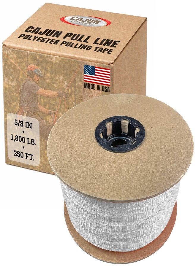 Cajun Tie Downs Pull Line — 5/8 Inch, 1800 lb, Flat Polyester Pulling Tape, Conduit Wire Pulling, Made in USA, 350 ft - Image 1