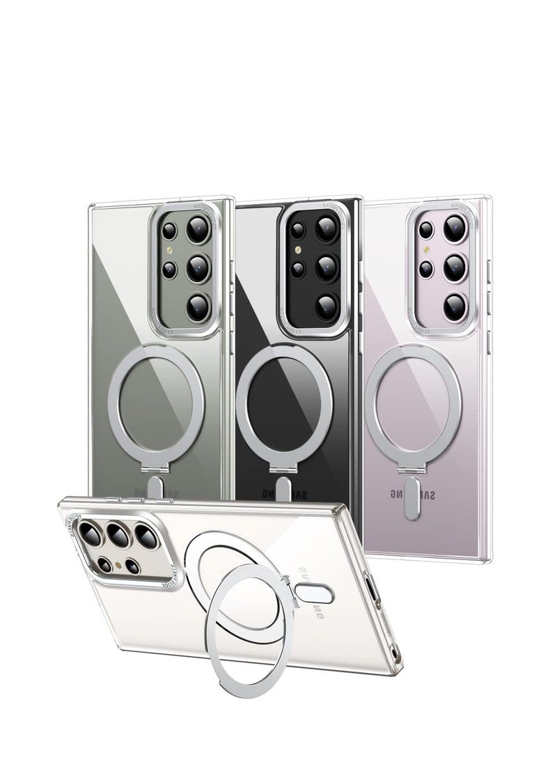 Slim Shockproof Case with Kickstand for Samsung Galaxy S23 Ultra, Clear Design Compatible with MagSafe and Wireless Charging - Image 1