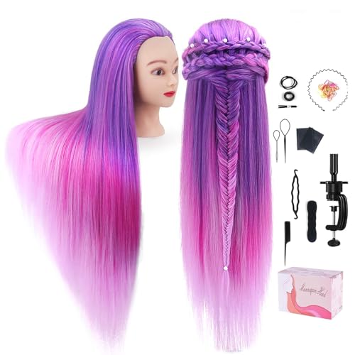 TopDirect Mannequin Head with Hair TopDirect 29 Hair Manikin Training Head Hairs Practice Cosmetology Hairs Doll Styling Hairdressing Braiding Heads with Clamp Holder and Tool Kit - Image 1