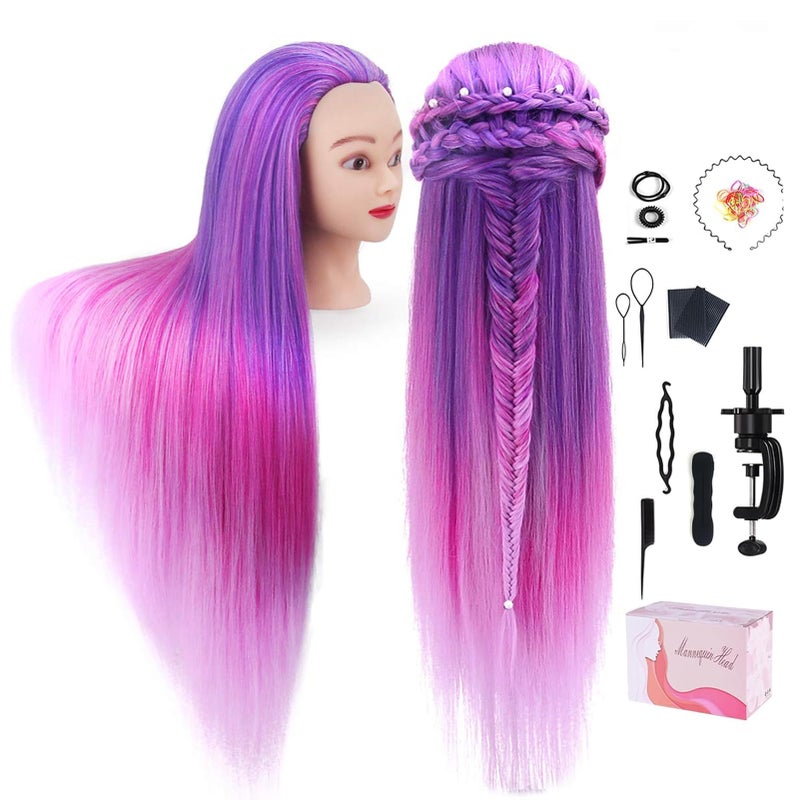 TopDirect Mannequin Head with Hair TopDirect 29 Hair Manikin Training Head Hairs Practice Cosmetology Hairs Doll Styling Hairdressing Braiding Heads with Clamp Holder and Tool Kit - Image 2