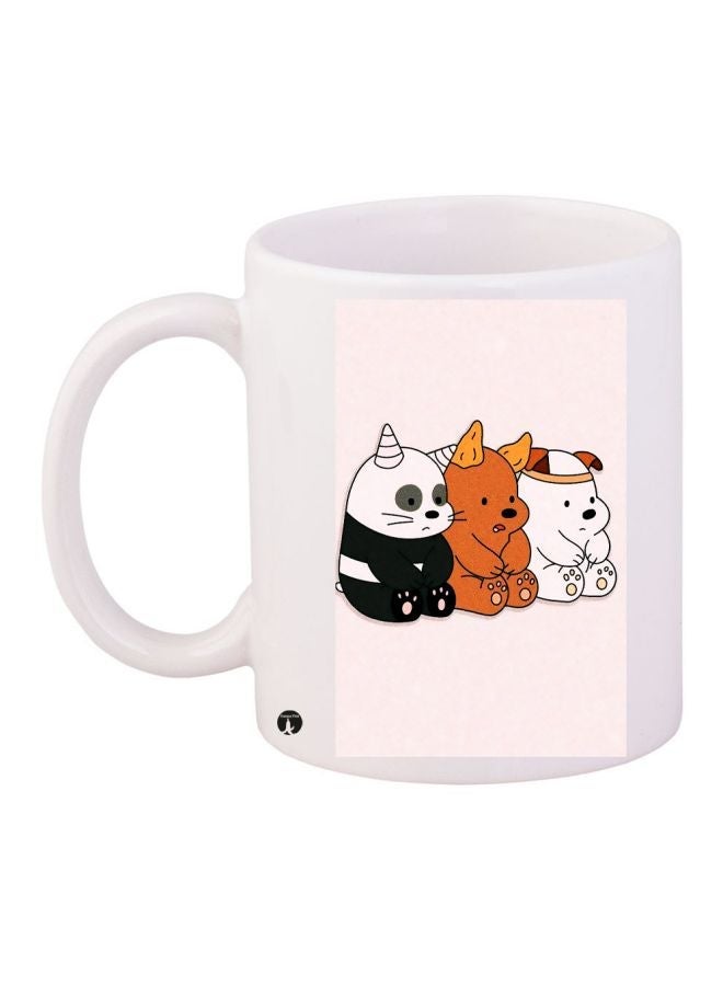 RYN We Bare Bears Printed Coffee Mug White/Black/Brown 11ounce