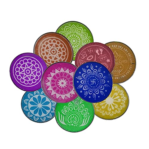 CraftVatika Floor Decoration Kit for Diwali Rangoli Making Kit Set of 6 Color Powder Bottle with 6 Net Stencil for Onam Pongal Home Decorations - Image 3