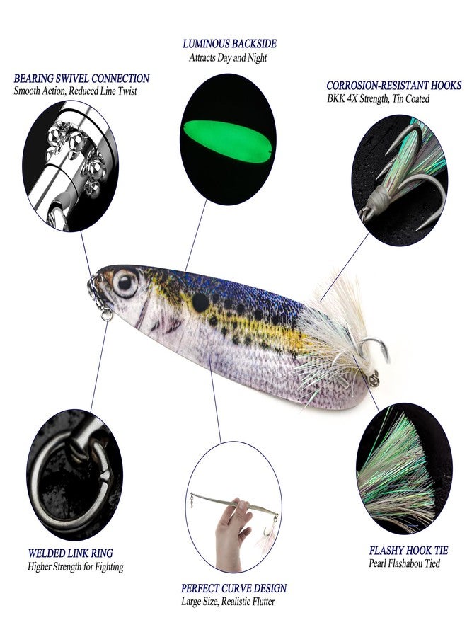 VMSIXVM Magnum Flutter Spoon Fishing Spoon Lures, Large Saltwater Flutter Spoons Fishing Lure for Striped Bass, Salmon, Walleye, Big Trolling Spoons Striper Spoons Bait for Saltwater Freshwater - Image 2