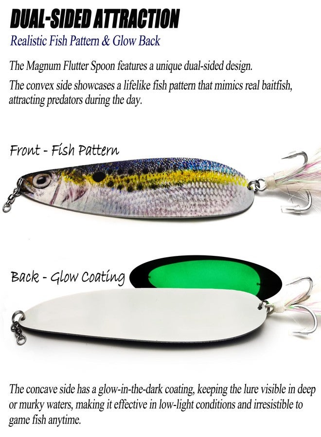 VMSIXVM Magnum Flutter Spoon Fishing Spoon Lures, Large Saltwater Flutter Spoons Fishing Lure for Striped Bass, Salmon, Walleye, Big Trolling Spoons Striper Spoons Bait for Saltwater Freshwater - Image 3