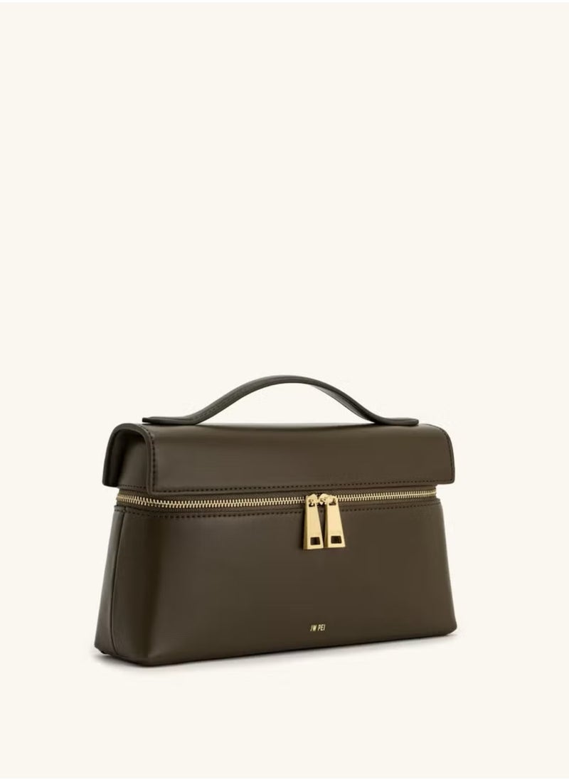 JW PEI Thea Tote Elegant temperament box hand-held commuting fashionable handbag（Olive Green）