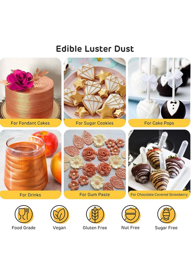 Generic - Edible Luster Dust, 1.5 Grams Baking Decoration Powder Food Grade Cake Dust Metallic Shimmer Food Coloring Powder for Baking, Fondant, Gumpaste, Chocolate, Candy, Drinks, Cookies - Gold - Image 1