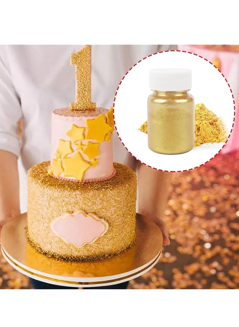 Generic - Edible Luster Dust, 1.5 Grams Baking Decoration Powder Food Grade Cake Dust Metallic Shimmer Food Coloring Powder for Baking, Fondant, Gumpaste, Chocolate, Candy, Drinks, Cookies - Gold - Image 1