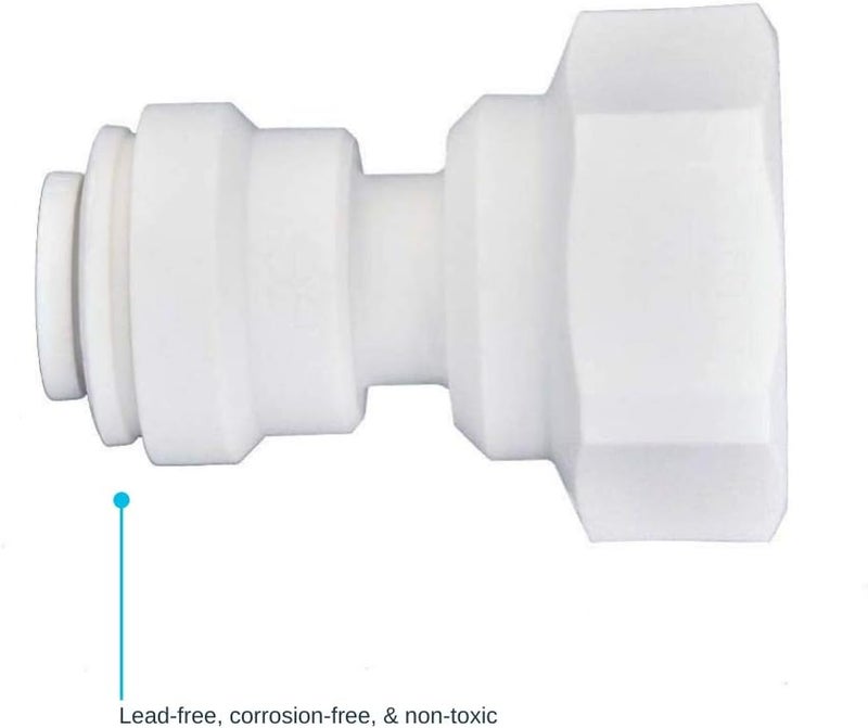 John Guest 3/8 OD x 1/4 NPTF Inch Female Adapter, Push to Connect Plastic Plumbing Fitting, PP451222WP - Image 3