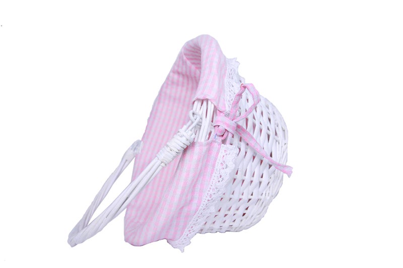 KRZIL Oypeip Easter Basket Gift Basket Oval Willow Round Wicker Storage Basket With One Drop Down Handle Easter Baskets for Kids Fabric Cotton Linen For Office, Bedroom, Closet, Toys - Image 3