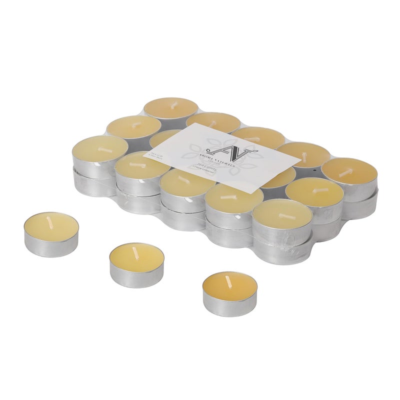 Aroma Naturals 30 Tea-Lights Pack Scented, Lemon VerbenaScented | Burn Time - 4hrs each | Great for any occasion- Home, Spa, Celebrations or Romantic ambience - Image 3