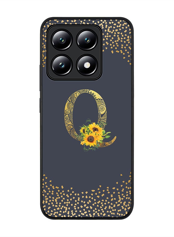 Stylizedd For Xiaomi 14T Case,Slim fit Camera Protection, Shockproof Thin Phone cover - Custom Floral Monogram - Q (Grey ) - Image 1