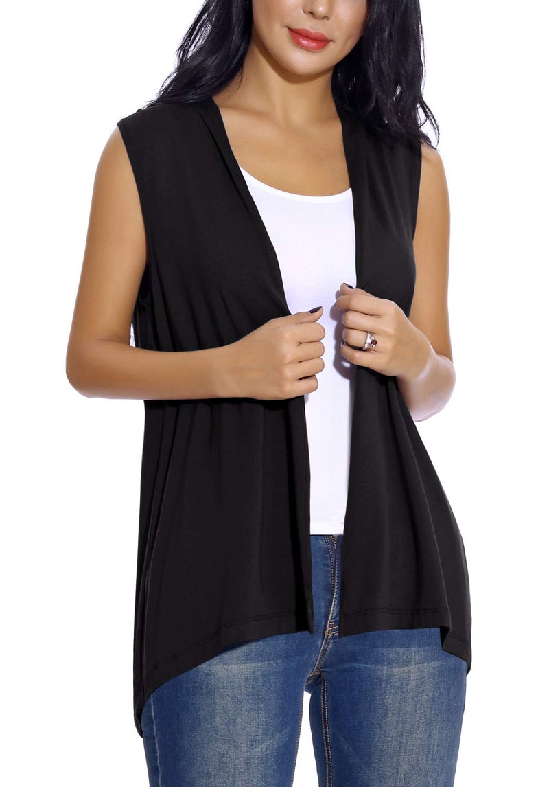 EXCHIC Women's Sleeveless Open Front Cardigan Vest Lightweight Cool Coat (XL, Black) - Image 3