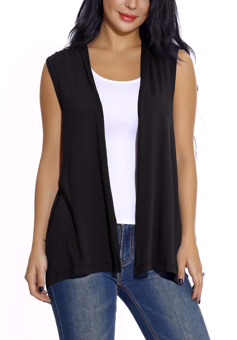 EXCHIC Women's Sleeveless Open Front Cardigan Vest Lightweight Cool Coat (XL, Black) - Image 4